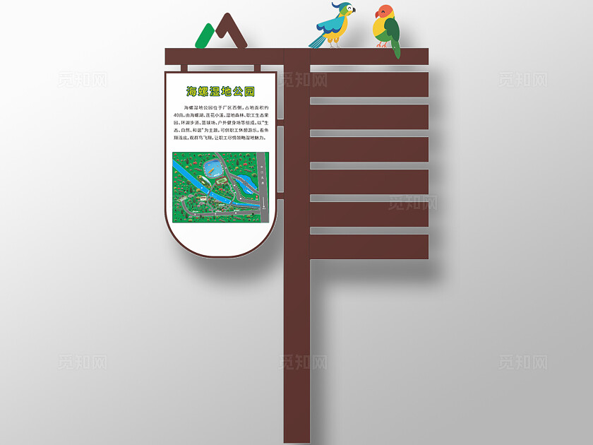 绿棕卡通公园导向牌标识