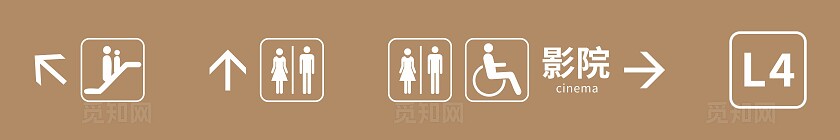 卡其简洁商场吊挂导视灯箱标识大全