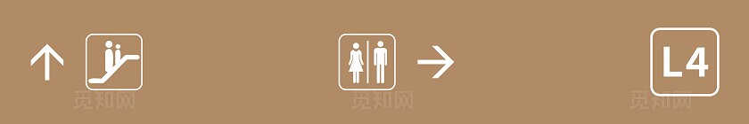 卡其简洁商场吊挂导视灯箱标识大全