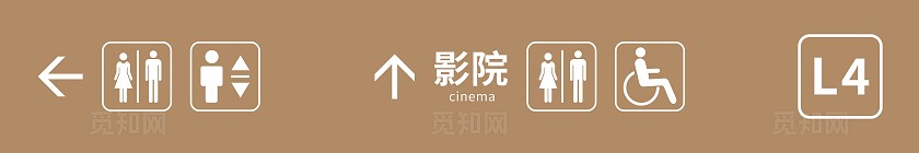 卡其简洁商场吊挂导视灯箱标识大全