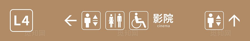 卡其简洁商场吊挂导视灯箱标识大全