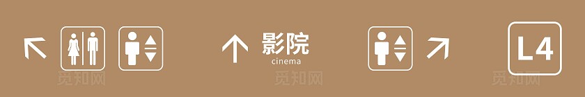 卡其简洁商场吊挂导视灯箱标识大全