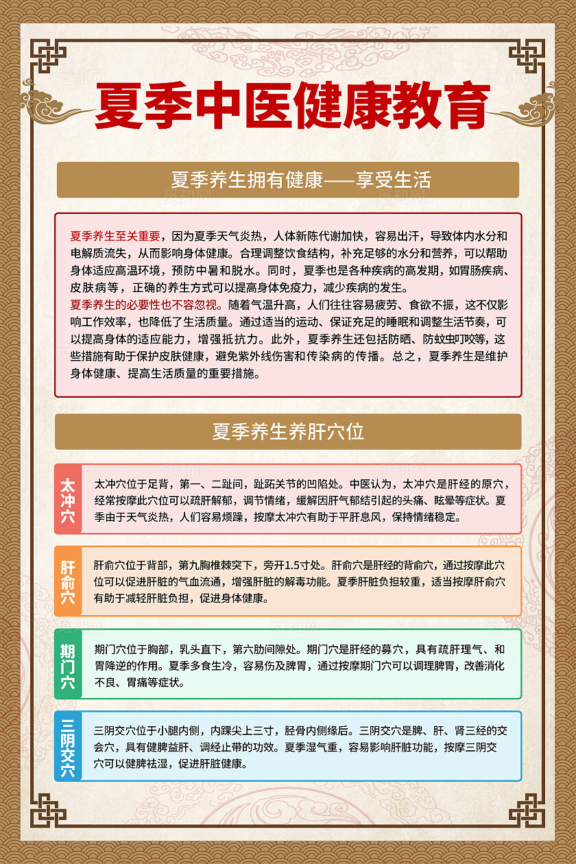 咖色夏季养生健康夏季养生套图