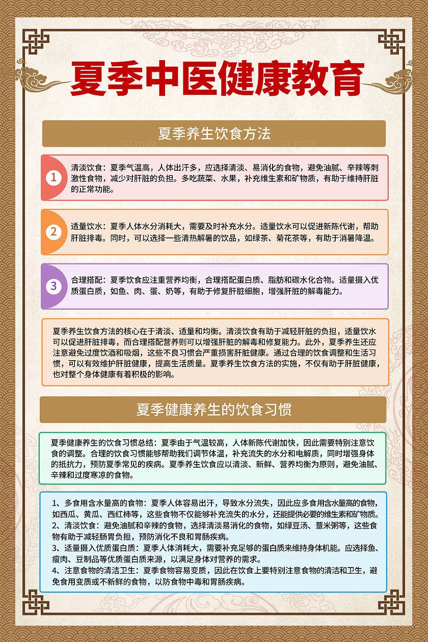 咖色夏季养生健康夏季养生套图