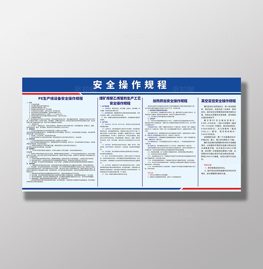 蓝色简洁安全操作规程工厂提示牌