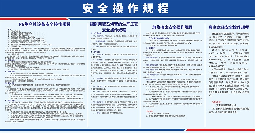 蓝色简洁安全操作规程工厂提示牌