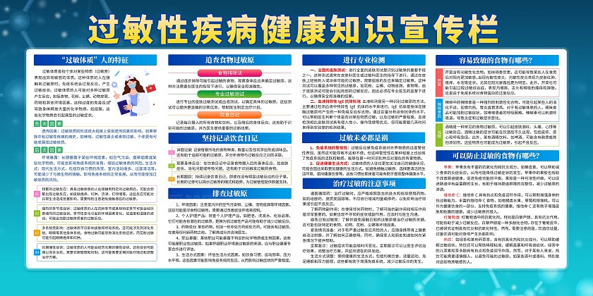 蓝色大气医疗过敏性疾病健康知识宣传栏