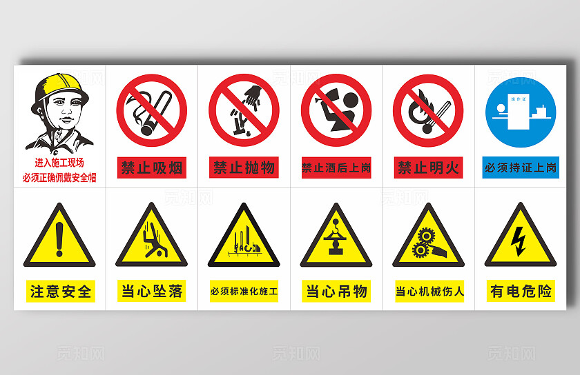 红黄危险施工重地注意安全工地安全警示牌大全