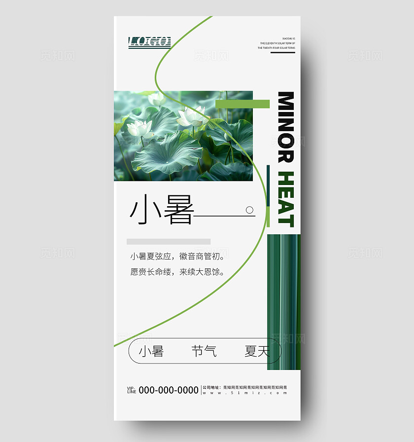 绿色简约小暑节气节日品牌宣传海报