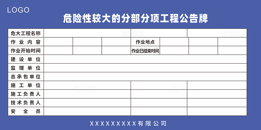 深蓝色全国安全生产月危险性工程公告牌危险性工程展板制度牌