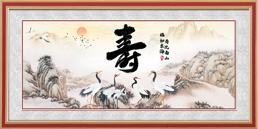 中国风祝寿图展板