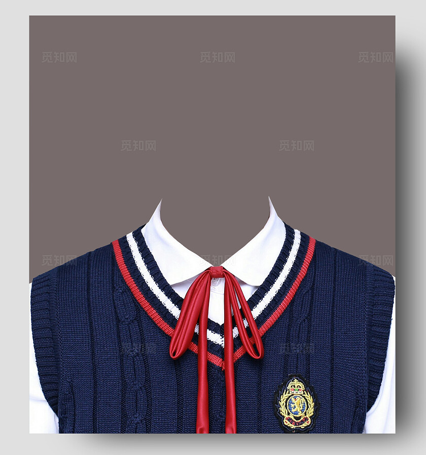 蓝色英伦风儿童证件照学生校服制服二寸照片毕业照入学照宣传