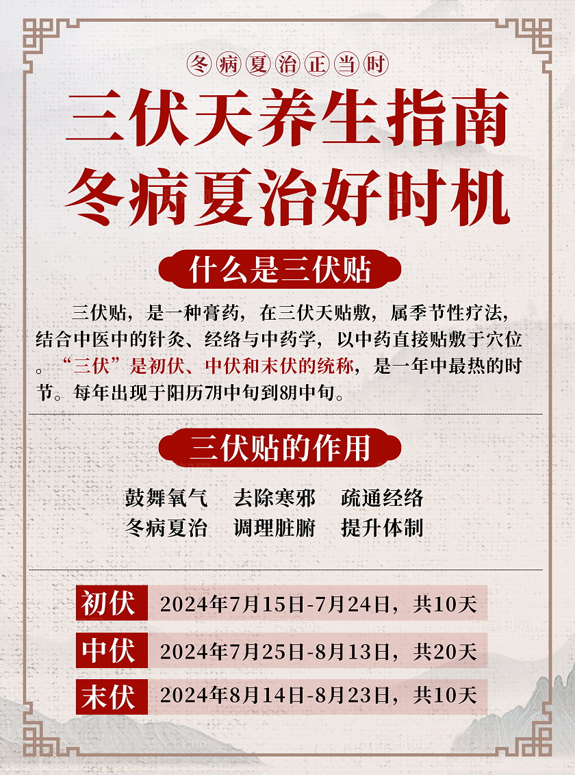 复古大气冬病夏治三伏贴宣传单设计冬病夏治三伏天