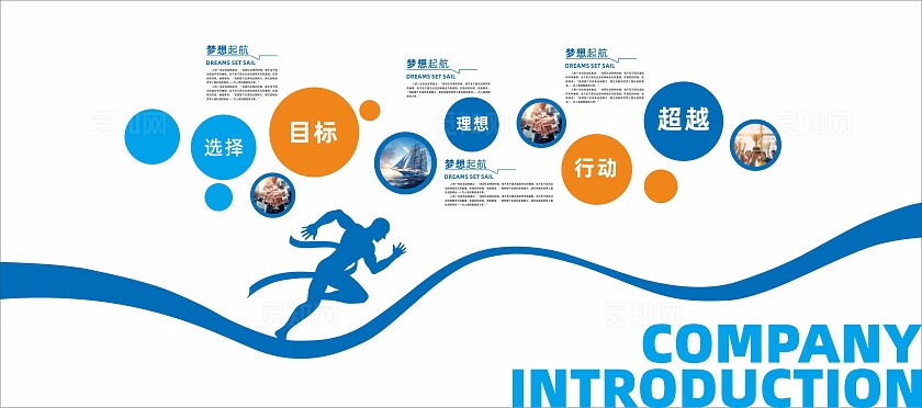 蓝色现代大气企业文化墙