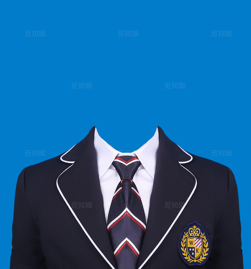 蓝色实拍证件照儿童入学照毕业照制服照片宣传