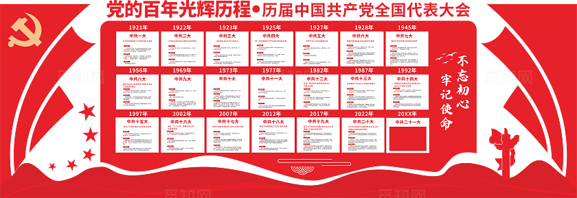 红色党的光辉历程展板党建党政党课文化墙