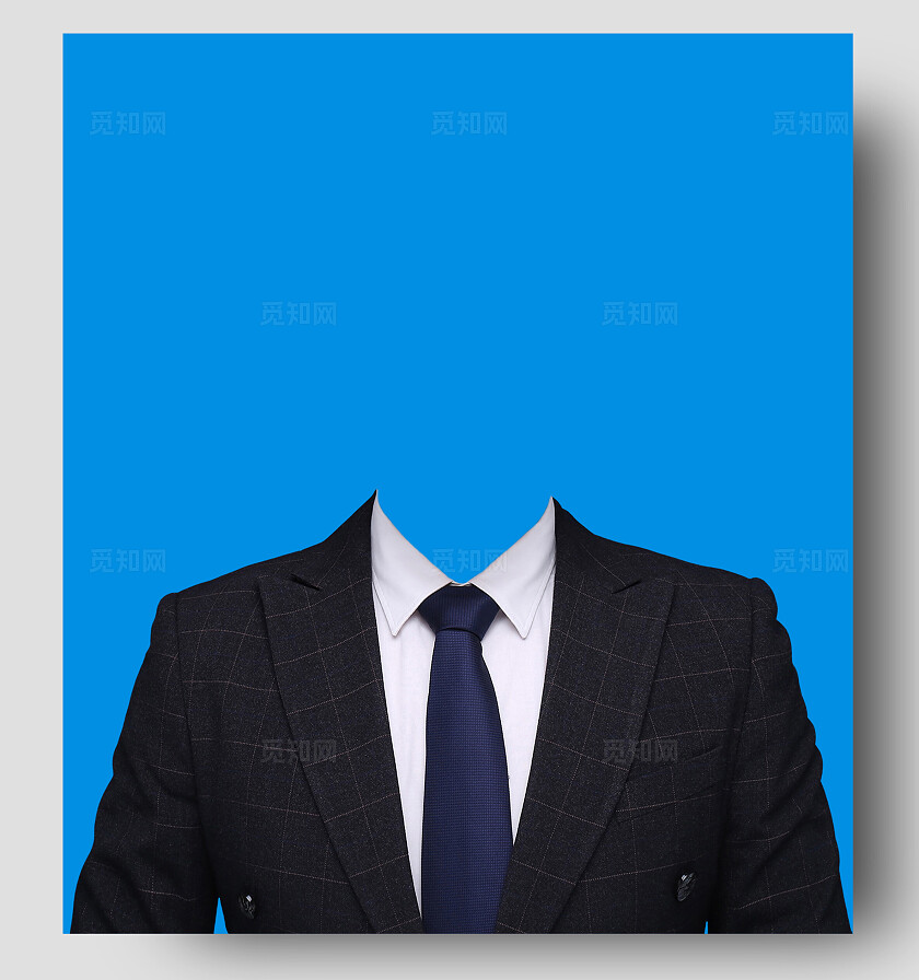 成人证件照西服蓝底正装照片宣传男士西装证件照