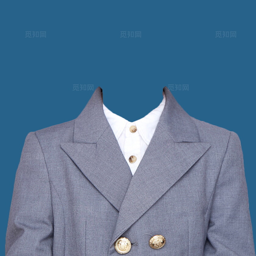 成人证件照西服蓝底正装照片宣传女士西装证件照模板