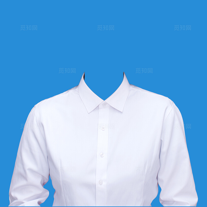 成人蓝底证件照制服白衬衫宣传学生证件照