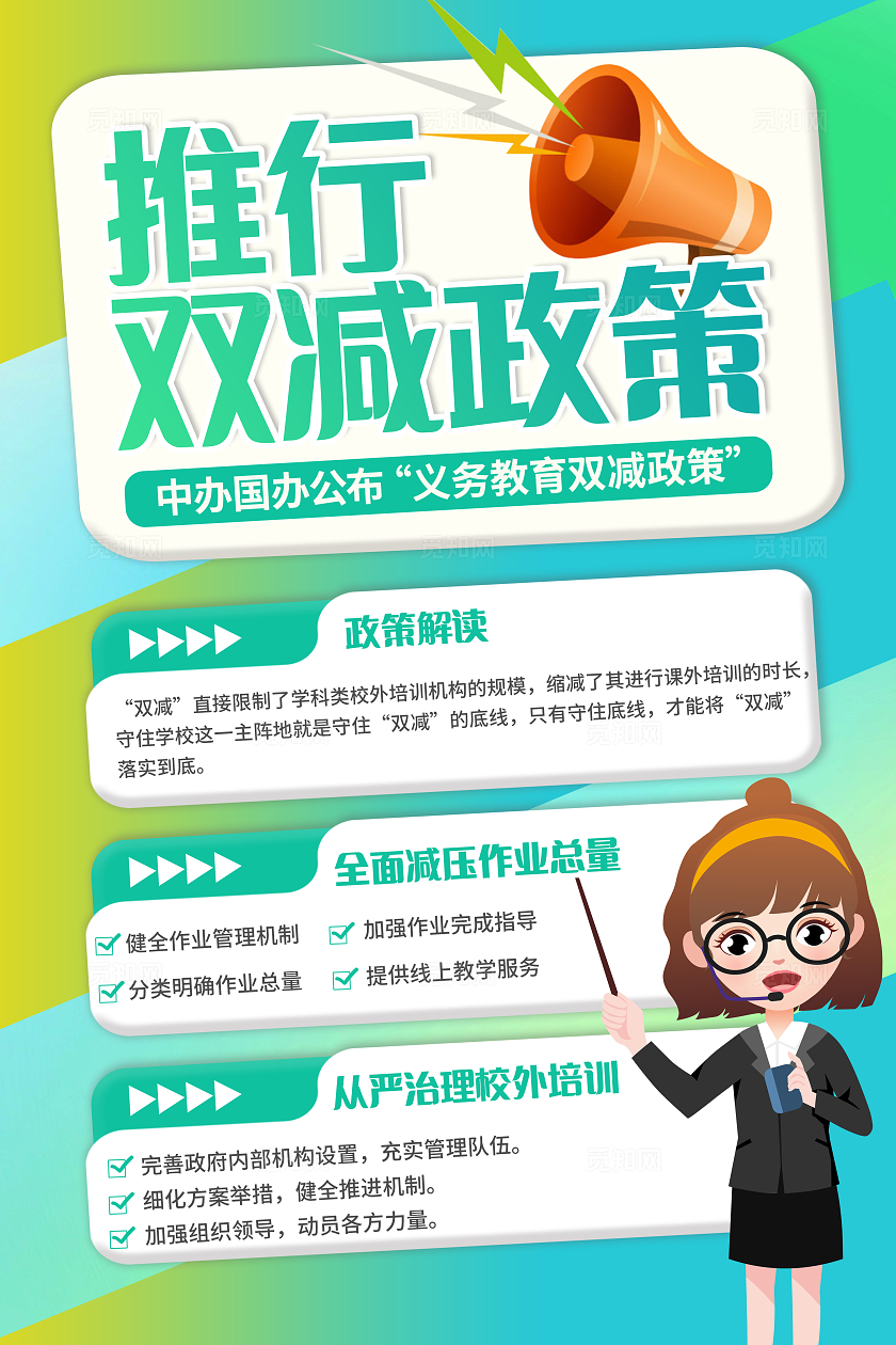 绿色双减政策宣传海报