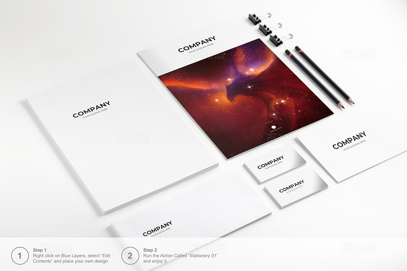 白色简约书本卡片名片笔样机