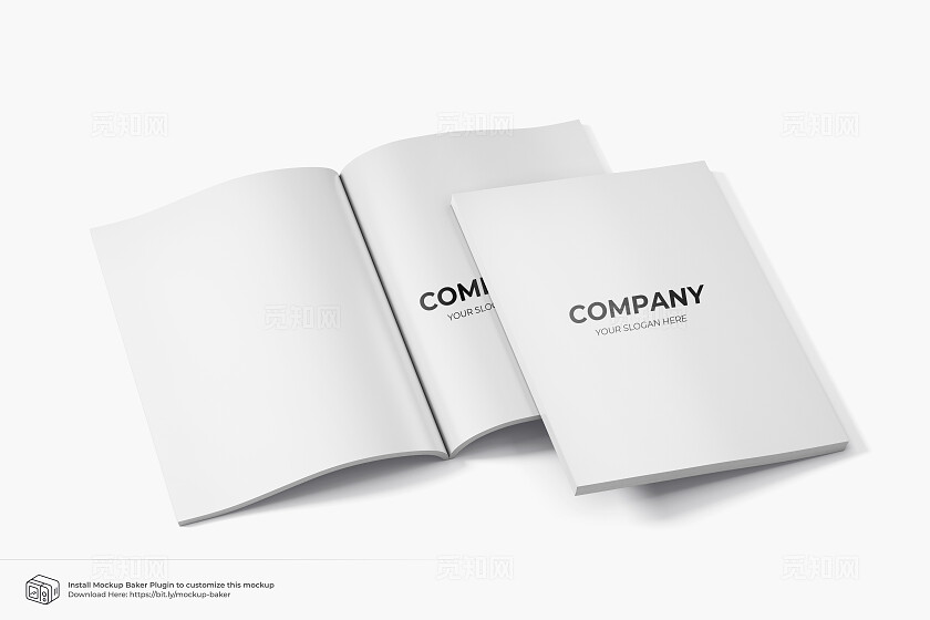 白色简约书本画册效果图样机