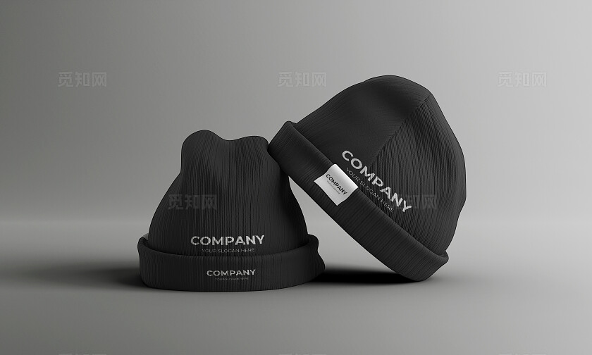 蓝色简约牛仔帽logo样机