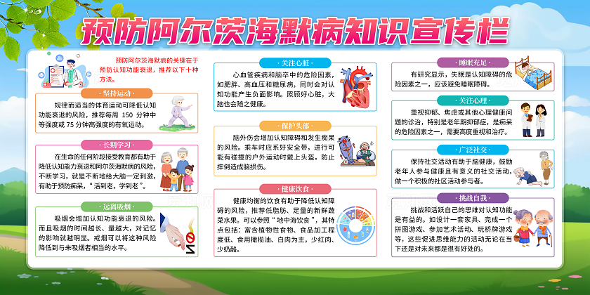 预防阿尔兹海默病知识宣传栏预防阿尔茨海默病
