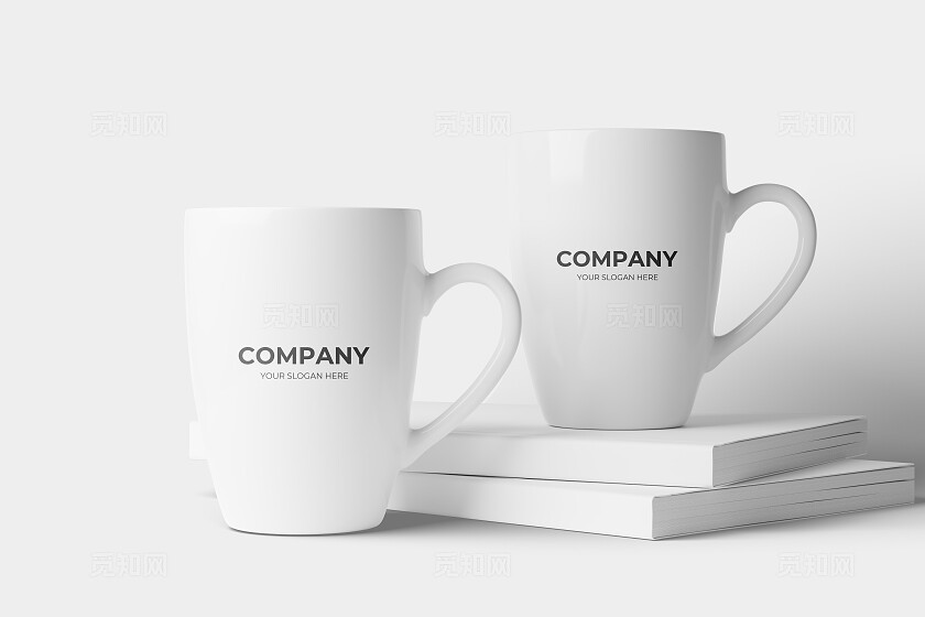 白色简约茶杯水杯logo样机