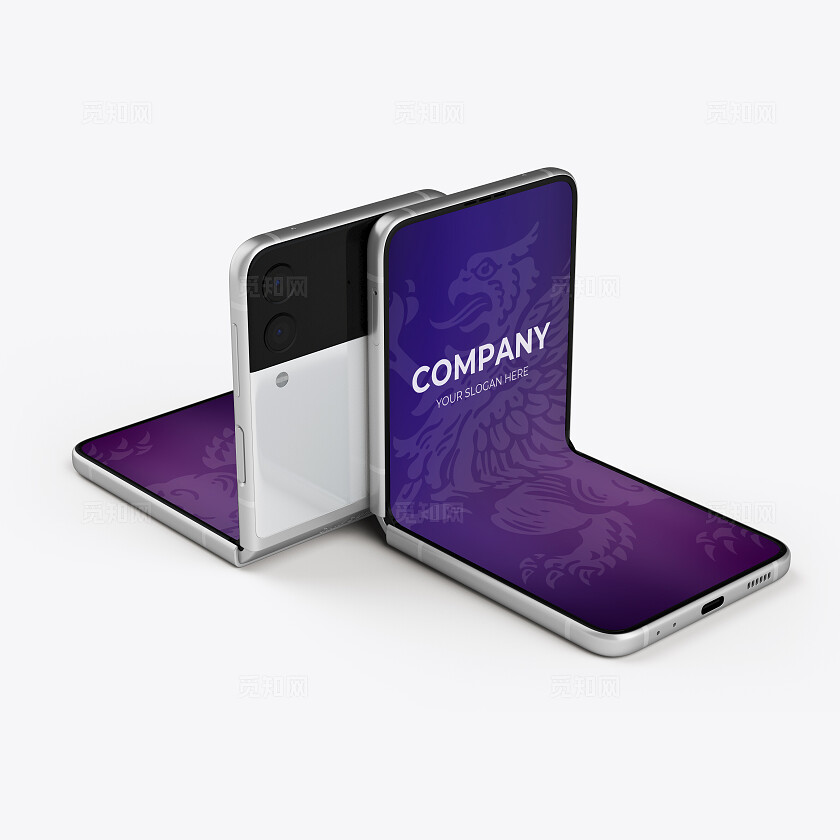 白色简约折叠手机模型样机