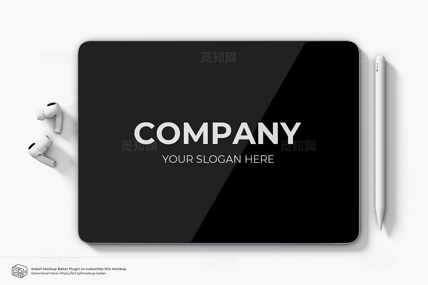黑色简约工作平板样机
