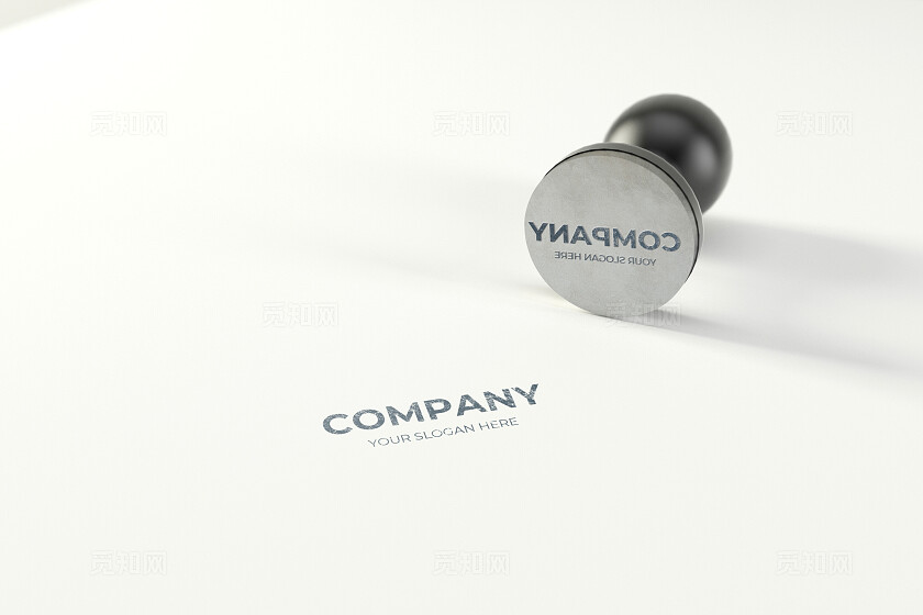 白色纸张上的印章logo样机