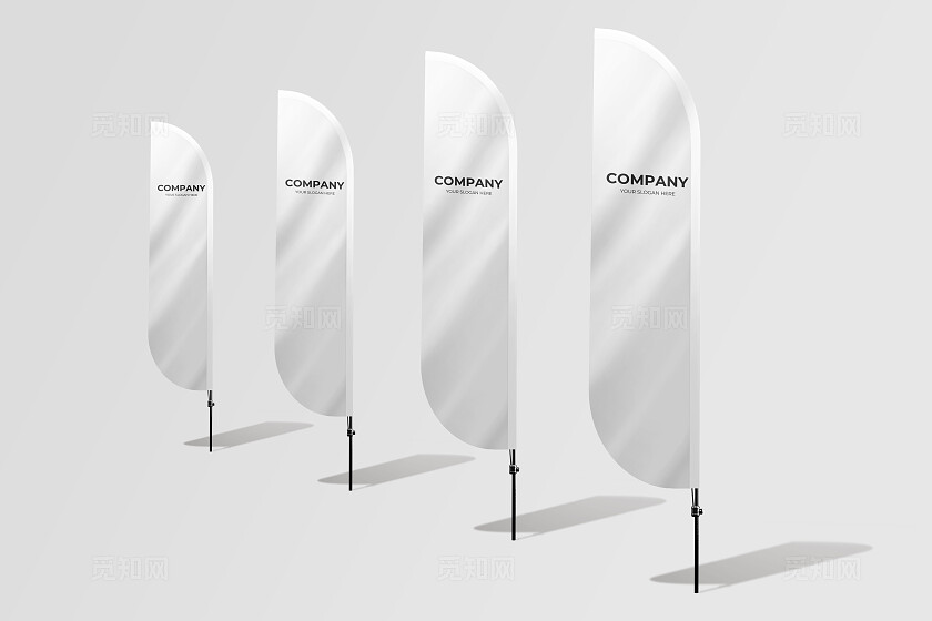 白色简约户外广告旗帜广告样机