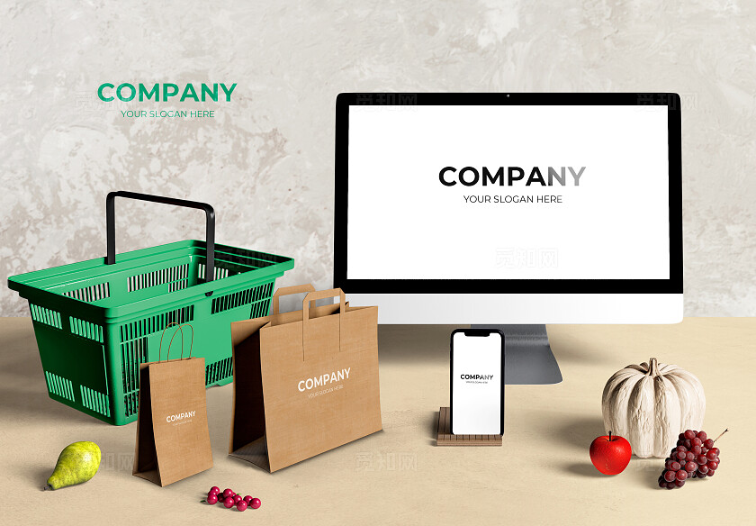 白色简约电脑手机手提袋样机