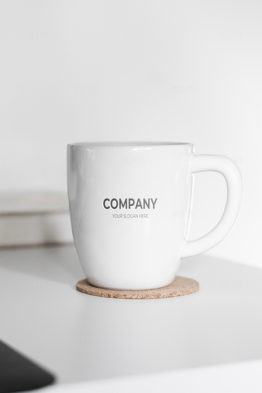 白色简约杯子水杯logo样机