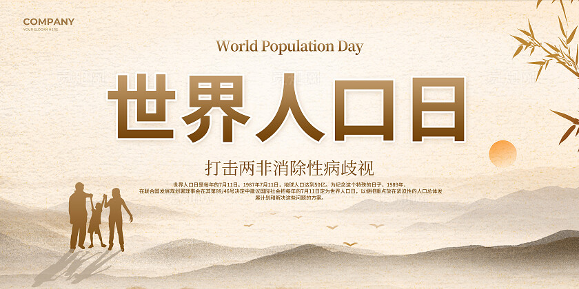 中国风世界人口日展板