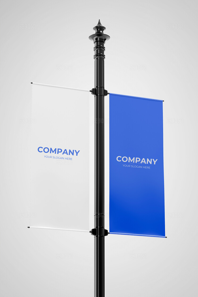白色简约户外广告道旗样机