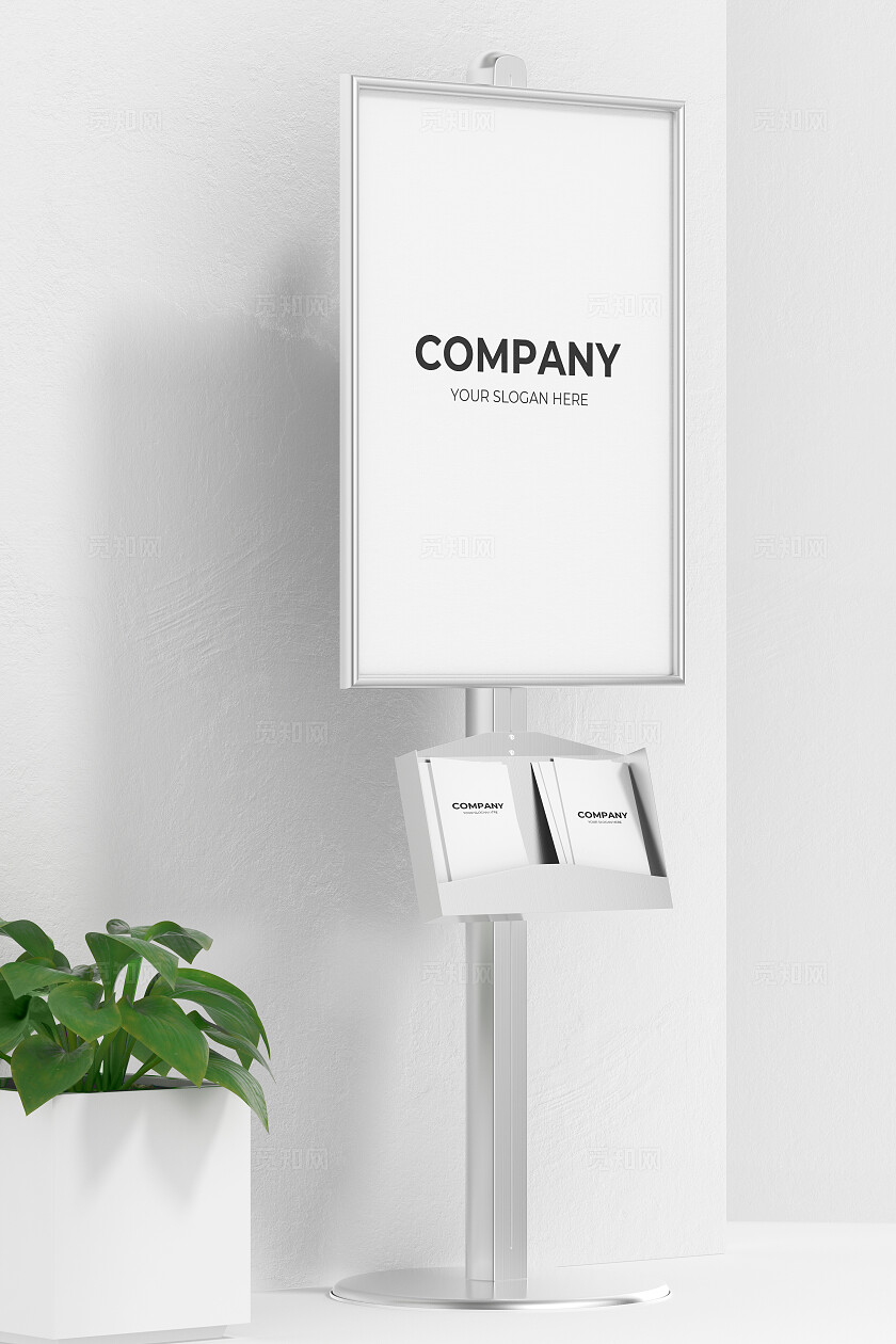 白色简约广告架子单页样机