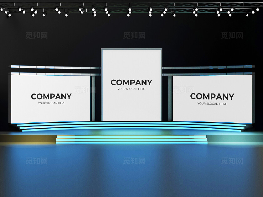 白色简约舞台大屏幕样机