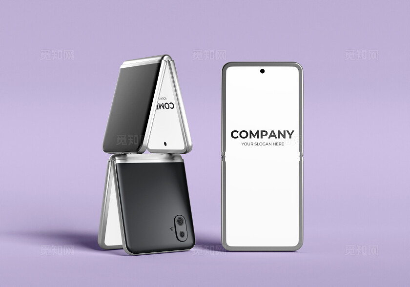 白色简约折叠手机模型样机