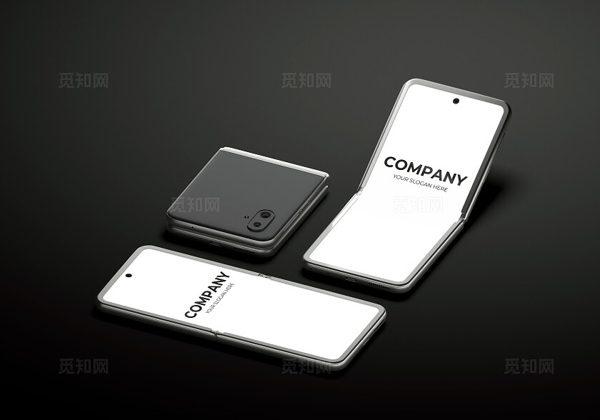 白色简约折叠手机模型样机