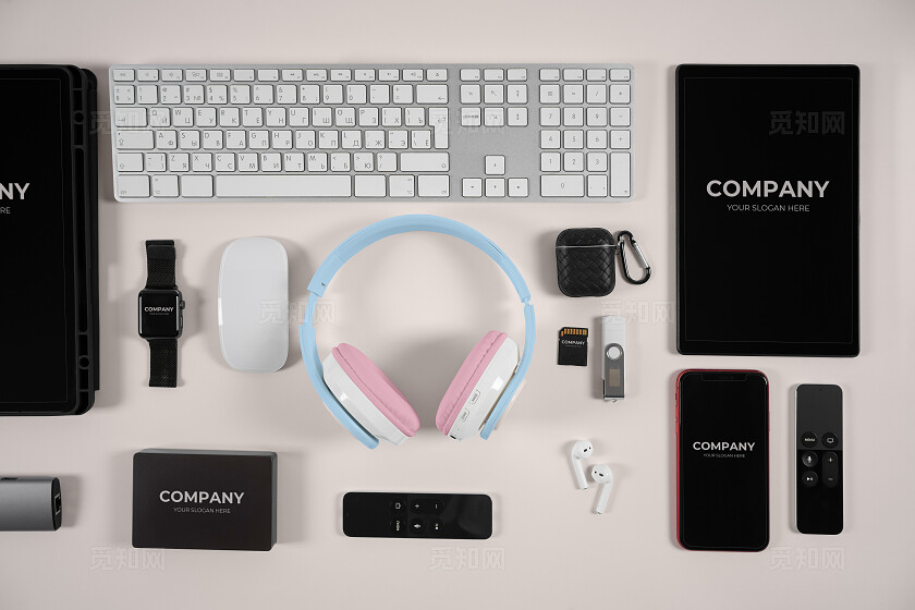 白色简约平板手机手表鼠标样机