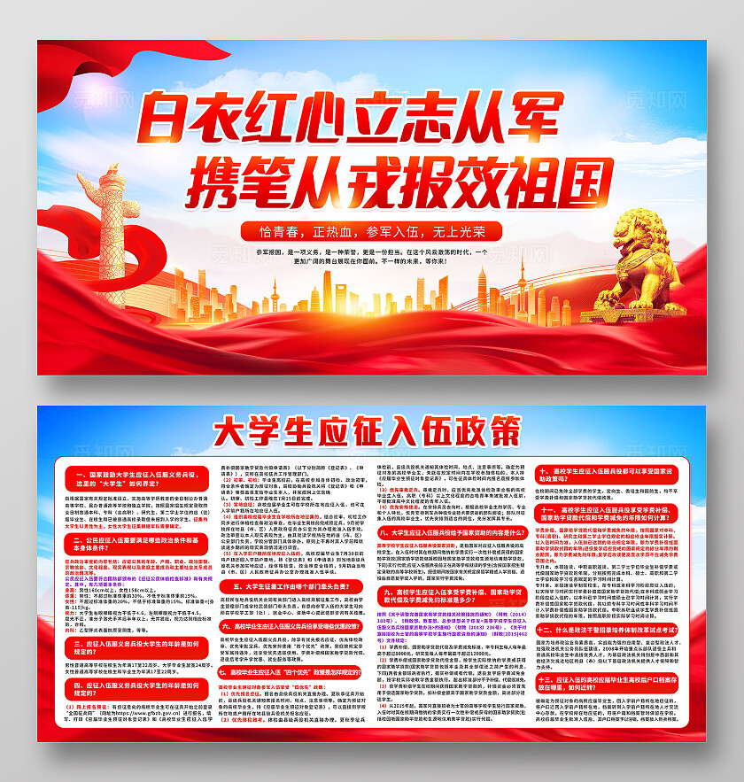 红色大学生入伍流程大学生入伍政策宣传栏