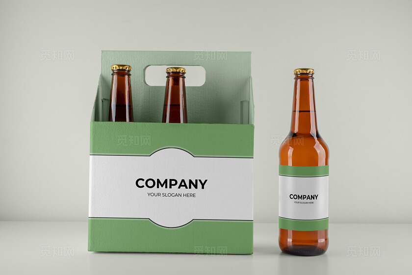 白色简约酒瓶包装样机