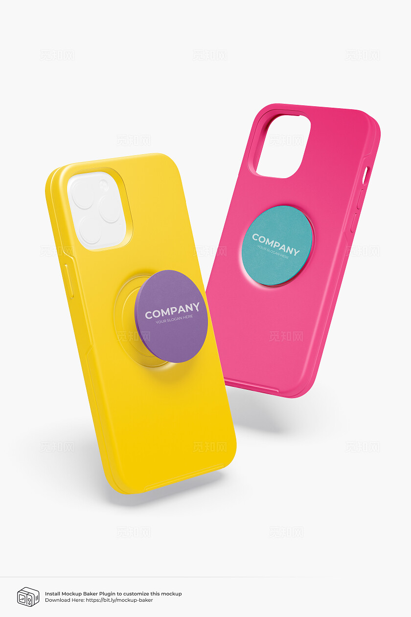 红黄色简约手机支架样机