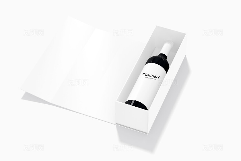 白色简约红酒外壳包装样机