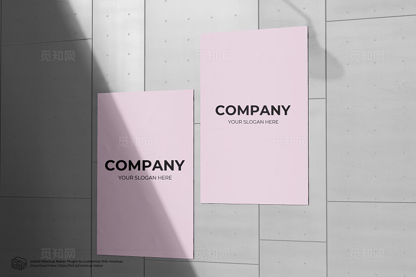 粉色简约户外海报设计样机