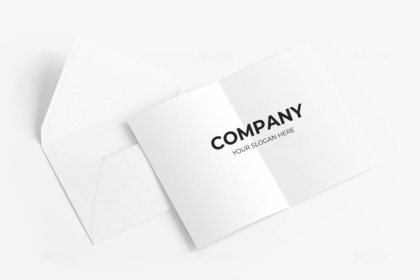 白色简约信纸信封样机