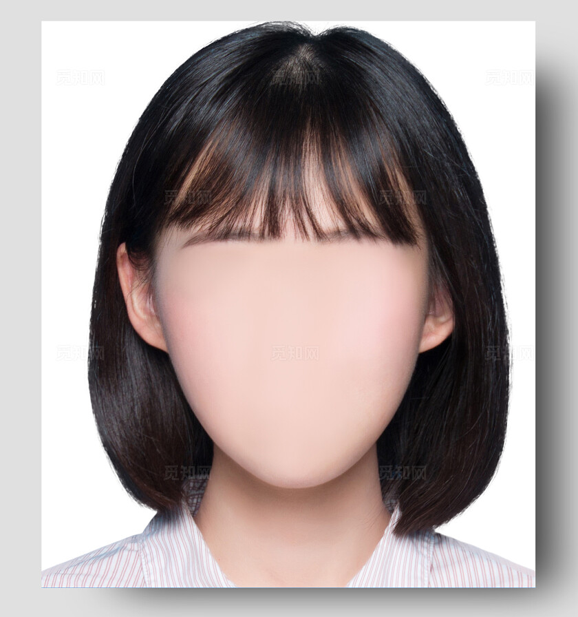 白底学生证件照发型黑色头发短发留海女生宣传