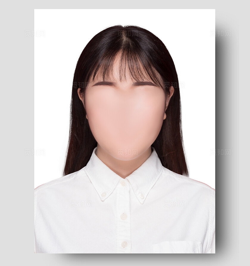 白底学生证件照发型黑色头发长发留海女生宣传